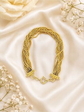 Rare Signed Sorrelli Multi Strand Gold Tone Bracelet 12K GF Clasp Retired